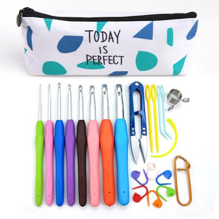 23-delat kit med virknålar, markörer, måttband - Stickning Kit multicolour