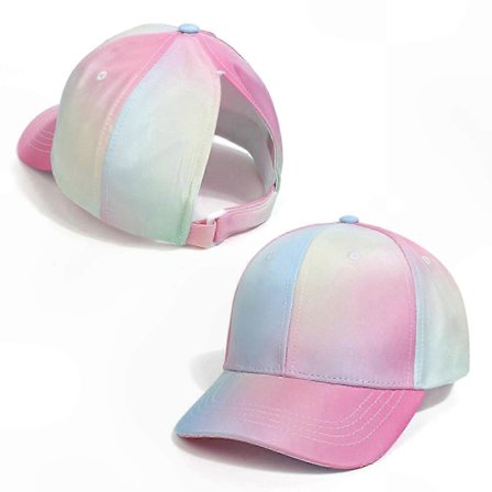 Justerbar baseballcaps med hestehale for barn - Sommerhatt for stranden med hull for høy knute for jenter utendørsaktiviteter