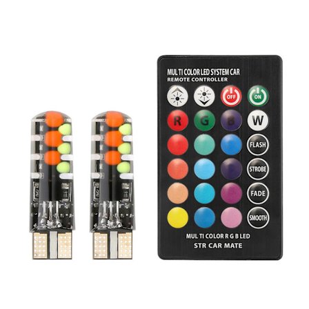 Rgb T10 5050 6smd Auton sisätilan lukuvalo kiilapolttimo kaukosäätimellä