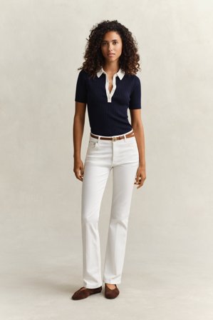 GANT Damen Stretch Jeans mit ausgestelltem Bein (27) Weiß