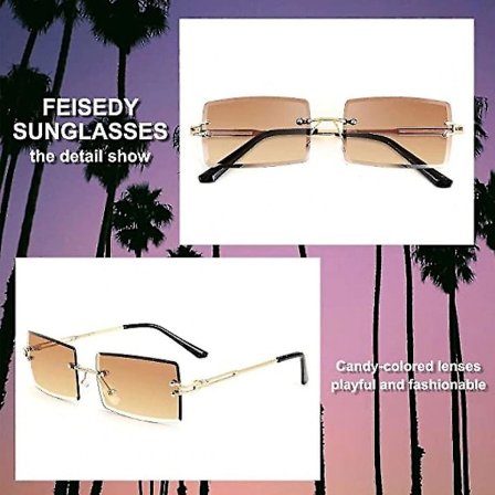 Vinta Rimless Solglasögon Rektangulär Ramlös C Glasögon Kvinnor(A102)