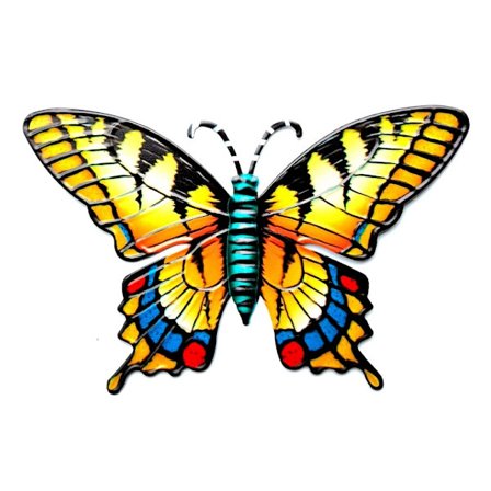 Sommerfugl Veggdekor Hage Ornament 18,5x0,3x12cm - Gul