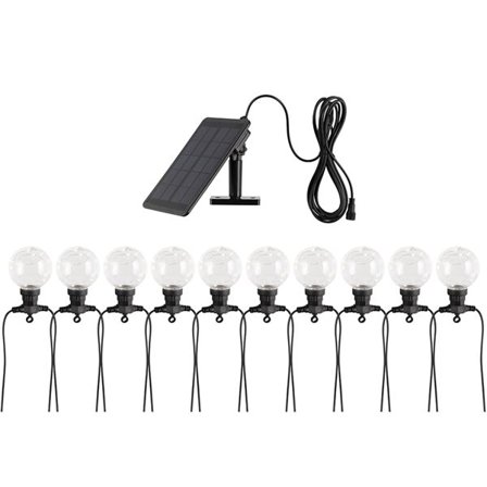 LED-slinga med solcellsdrivna bollar och USB-laddning