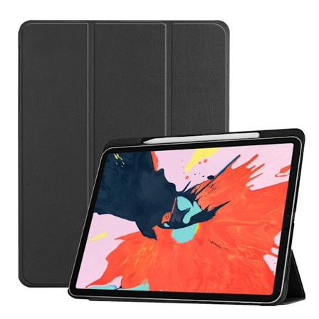 iPad Pro 12.9 inch (2018) taivutettava synteetti nahkainen suojakotelo kynäpaikalla - Musta
