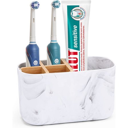 Tandbørsteholder i bambus til opbevaring i badeværelset, elektrisk tandbørsteholder til børn og familie, 5 rum til tandbørster