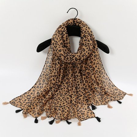 Leopardmönstrad scarf, 180-90cm