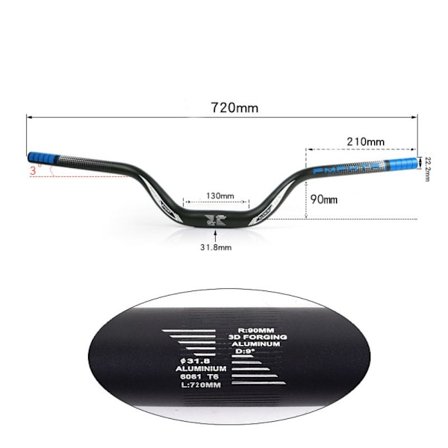 Terrengsykkelstyre Sykkel Extra Long Riser Bar BLÅ 720MM