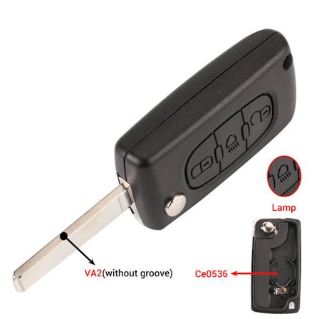 til Peugeot 207 307 308 407 607 807 Til Citroen C2 C3 C4 C5 C6 Auto Fjernbetjenings nøgle Etui, 3B Lampe VA2 Ce0536