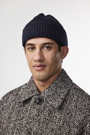 NN.07 Rib Beanie Herre Blå Uldblanding