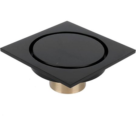 Neliömäinen suihkulattiakaivo, 10 cm musta kylpyhuoneen suihkulattiakaivo