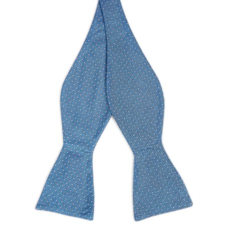 Niebieska muszka jedwabna w kropki do samodzielnego zawiązania dla mężczyzn - Muszki do samodzielnego wiązania