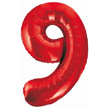 Tallballong rød 85 cm "0-9" Tallet 9