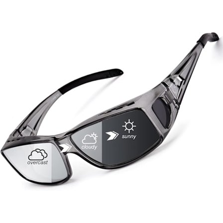 2025 Siste Modell Fit Over Fotokromatiske Polariserte Solbriller for Utendørsaktiviteter Bruk Over Rx/Reseptbelagte Briller UV400 Beskyttelse Gr