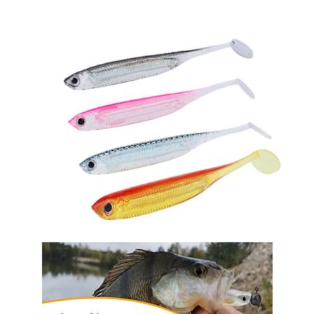 Neljä kappaletta T-pyrstö bioninen syötti sateenkaarikala, 7,5 cm/2,2 g ontto ba
