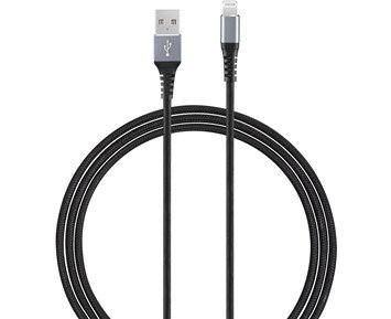 Andersson-USB-A - Lightning Braided Black/Space Gray 3m-Slitesterk flettet USB-A til lightning-kabel-Power-Lightningkabler