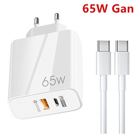 65W GaN Snabbladdare med USB C-kabel, för mobil och MacBook Pro