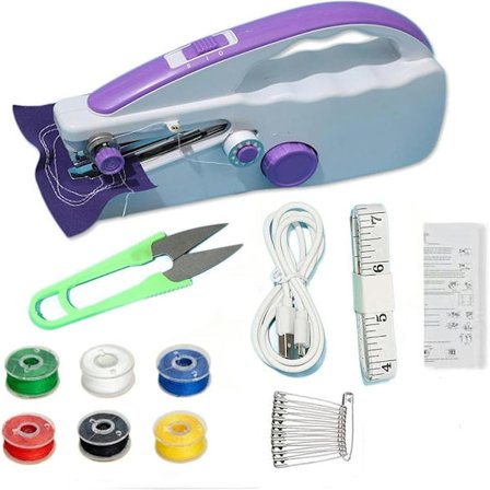 Mini portabel symaskin för nybörjare, trådlös elektrisk symaskin för kläder, gardiner, hem och resor