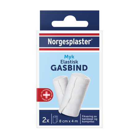 Norgesplaster Elastisk gasbind, 8 x 4 cm, 2 stk.