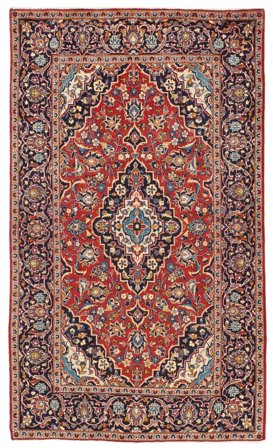 Kashan Teppich Handgeknüpft 150X245 Dunkelrot/Braun Persien