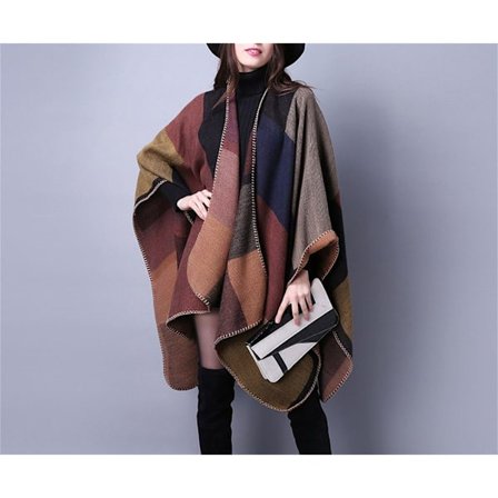 Strik Poncho Syntetisk Cashmere Sjal til Kvinder Varmt Kappe Sjal