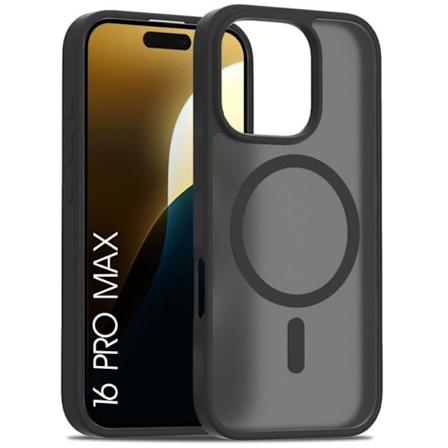 Cover til iPhone 16 Pro Max med magnetisk ring, silikonebeskyttelse og stødsikker pc gennemsigtig sort Svart