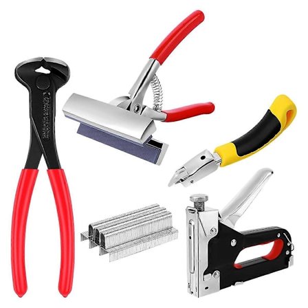 Kraftige lerretstang med endekuttere og stiftefjerner med 600 stifter, lerret Str