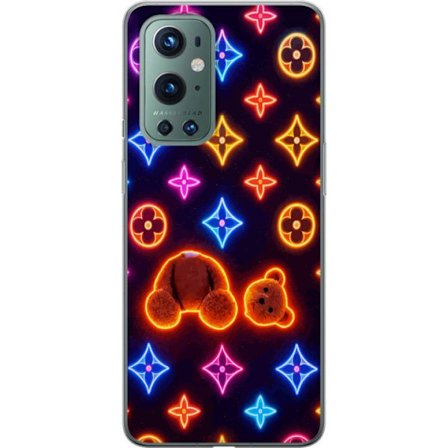 Kompatibel Mobilcover til OnePlus OnePlus 9 Pro Neonfarvet luksusmønster med glødende teddybjørn i pop art-æstetik