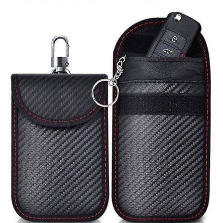 Signalblokkerende Faraday-poser, 2 sett med RFID-signalblokkerende poser for biler, karbonfiber RFID-beskyttelsesetuier