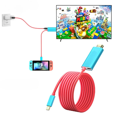 2m USB Type-C till 4K HD-kabel med PD-laddning för Nintendo Switch-spelkonsol TV-dockningsstation