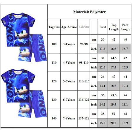 Sonic The Hedgehog Pyjamas for gutter Barn T-skjorte & shorts Pjs Set