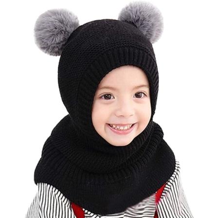 Balaclava vauva tyttö poika söpö hattu(musta) huivi talvi lämmin korvaläpät