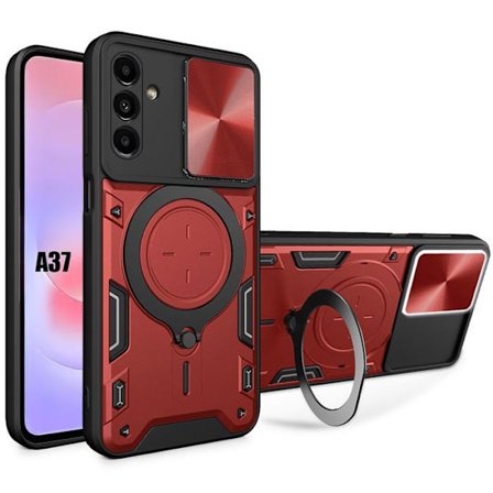 Coque Anneau - BOOLING - til Samsung Galaxy A37 5G - Stødabsorberende med Kamerabeskyttelse - Rød
