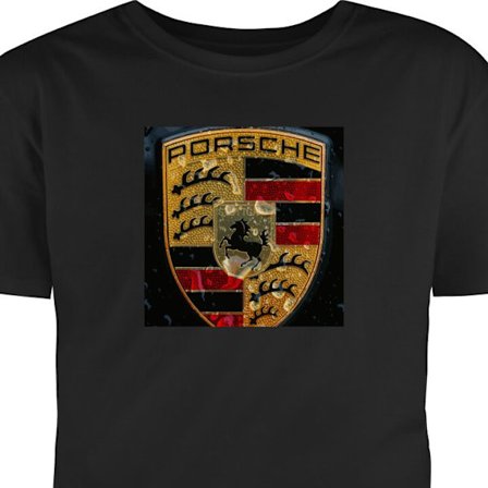 Lapsen t-paita Porsche-logo juliste ylellinen automerkki vaakuna urheiluauton tunnus Stuttgart klassinen retro muotoilu autotaidetta