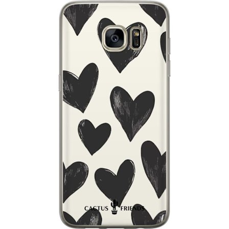 Kompatibel Mobilcover til Samsung Samsung Galaxy S7 edge Cactus and Friends - Bold Black Love Pattern