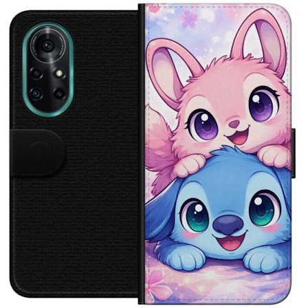 Yhteensopiva Lompakkokotelo Huawei Huawei nova 8 Pro Suloinen kawaii-aiheinen kuvaus vaaleanpunaisilla ja sinisillä fantasieläimillä, suurilla silm