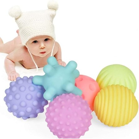 Sensoriska mjuka bollar 6 mjuka bollar i olika former/storlekar