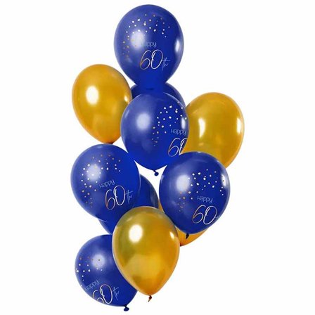 Ballonger 60 års Elegant True Blue 33 cm 12-pakning