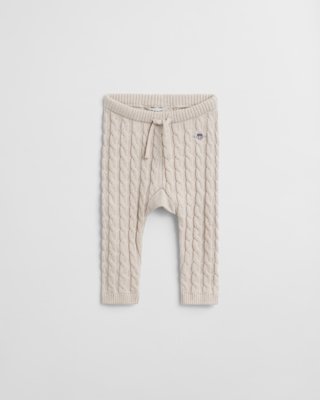 GANT - Baby Shield bomullskabelleggings light beige melange