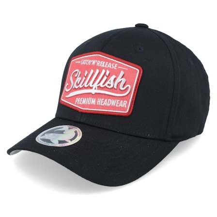 Skillfish - Premium Fishing Wooly Combed Black Flexfit Flexfit Black Cap - @ Hatstore