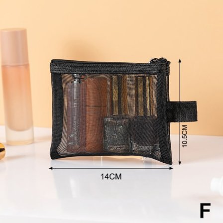 Mesh sminkväskor Black and Heart kosmetisk väska Bärbar dragkedja