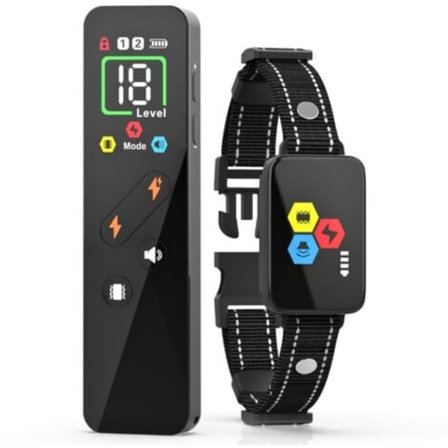 Dressurhalsbånd, Rækkevidde 3000 Meter, 3 Tilstande Lyd/Vibration/Elektrisk Stød med Sikkerhedslås, Vandafvisende og Genopladeligt