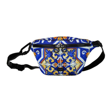 Dolce & Gabbana Pre-owned, Tile Print Nylon Belt Bag Blauw, Dames, Maat:ONE Size
