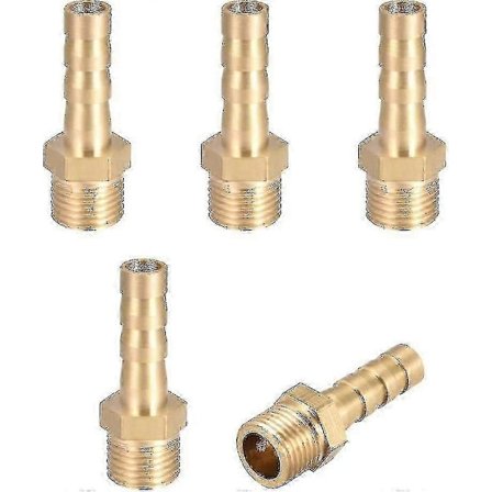 5 stk. Messing Slangefittings Slangekobling Adapter 6mm Barb X 1/8" G Han