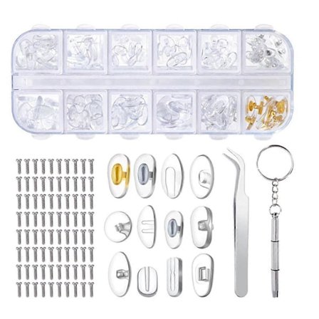 Nese pads for briller, myke geléaktige og luftkammer silikon neseputer, skrue-i erstatningssett for briller