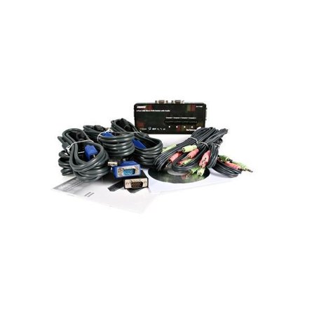 StarTech 4 Port Black USB KVM Switch Kit with Cables and Audio - desktop KVM Switch - VGA KVM Switch - USB KVM Switch 4 Port (SV411KUSB) - KVM /