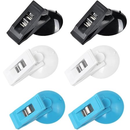 6 stycken parkeringsbiljetthållare med sugkopp, biljettklämmor, memohållare bilklämma, för bil och husvagn (tre färger)