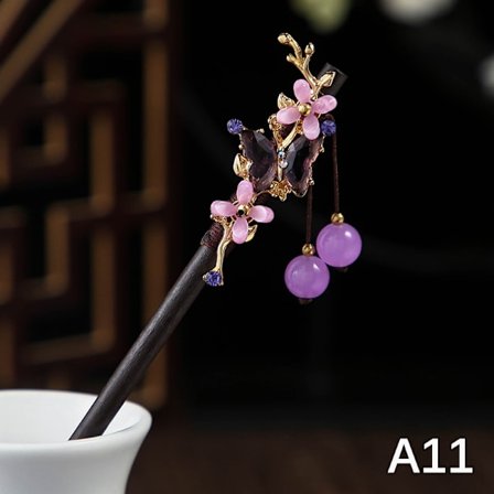 Vintage puinen hiuspuikko-tyylinen kierretty kukka-hiusneula Talla