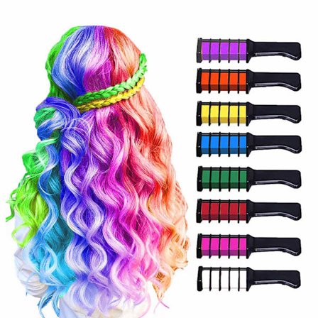 8 stk. Midlertidige børne hårfarve kridt kamme Vaskbare