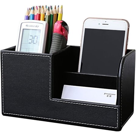 Monitoiminen työpöydän säilytyslaatikko 3 lokeroa kynäteline (musta)