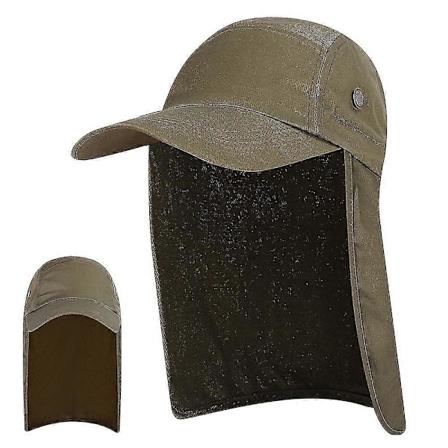 Miesten UPF 50+ Auringonhattu Laajareunainen Kalastushattu Kaulal p ll Army green